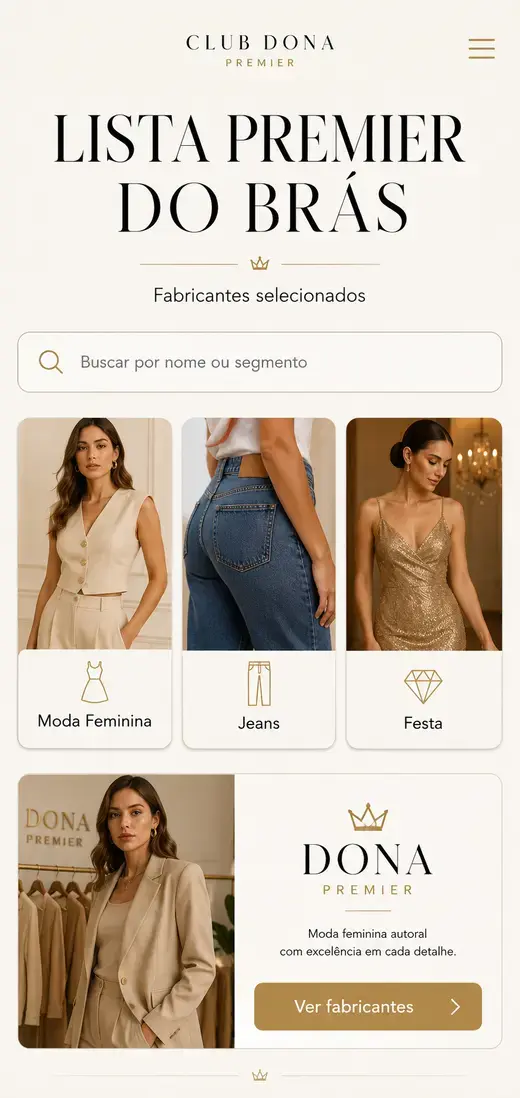 Tela da Lista Premier do Brás