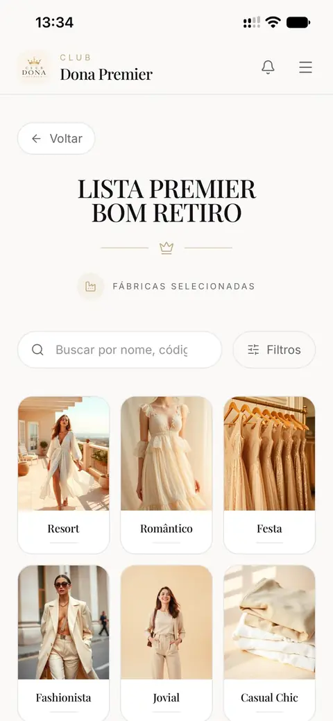 Categorias da Lista Premier do Bom Retiro